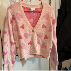 Cupcakes & Cashmere Pink Cardigan with Heart Pattern